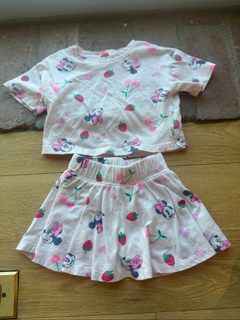 GAP Disney Pink Minnie Mouse & Strawberry Skort Set